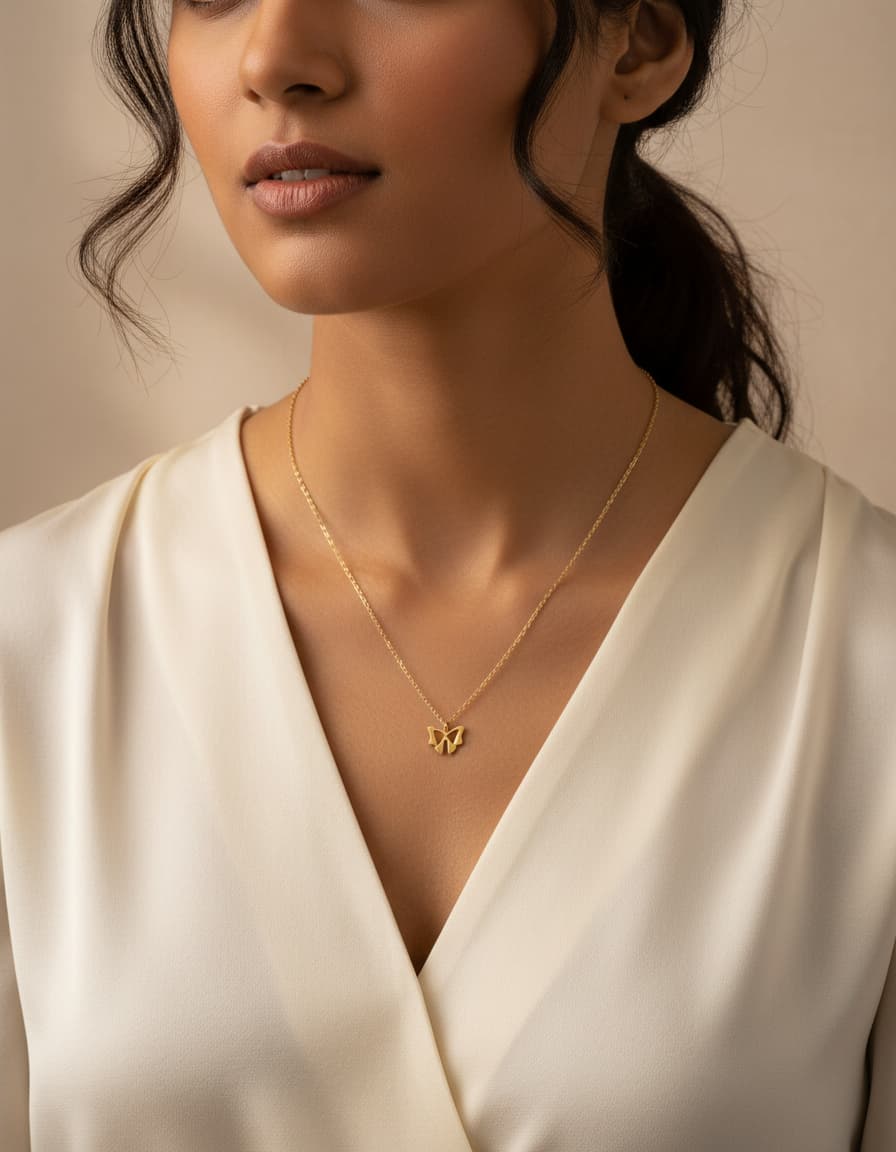 Midnight butterfly pendant necklace