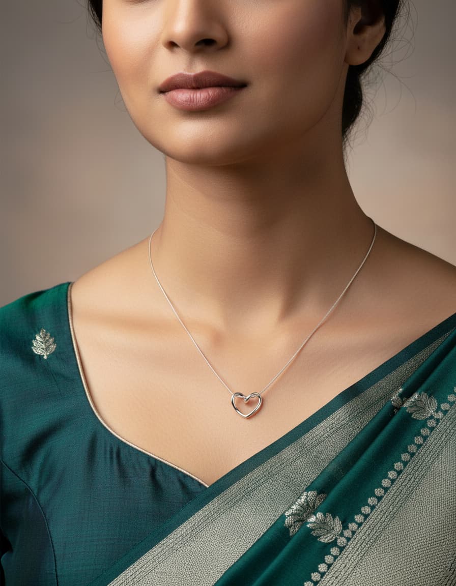 Korean heart silver necklace