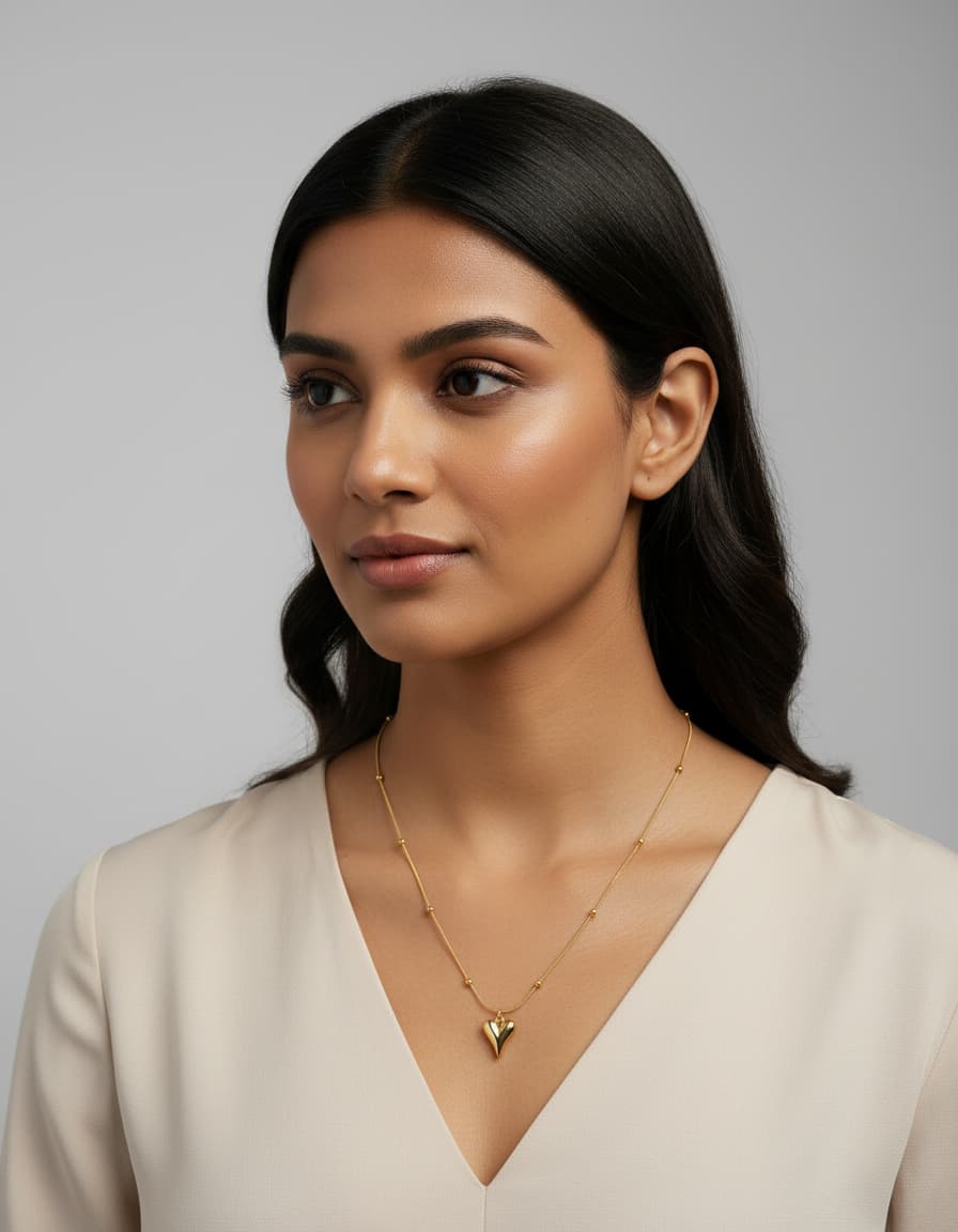 Golden heart drop chain necklace