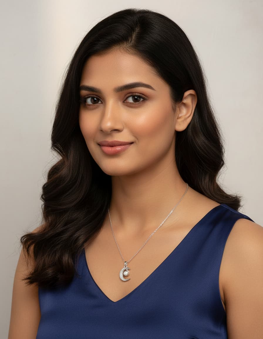 Moonlight glow silver necklace