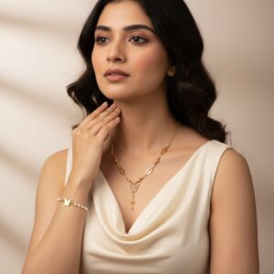 Golden butterfly charm necklace